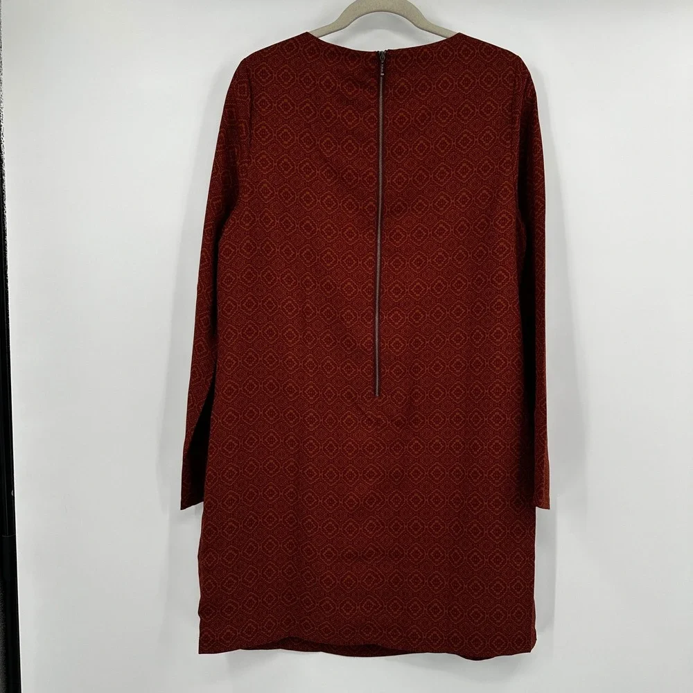 Prana Cece Dress Pomegranate Geometric Medallion Long Sleeve Shift Large Western